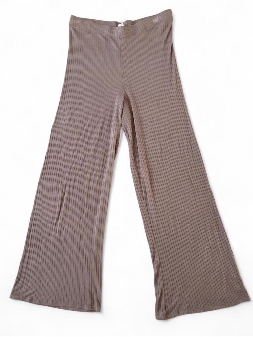 Victoria's Secret Taupe Mauve Brown Ribbed Wide Leg Lounge Pants L